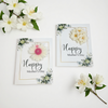 Two Handmade Soy Wax Candle Cards with floral designs and "Happy Mother's Day" text, one with a white flower candle and one.