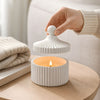 Reusable handmade ceramic candle jar with soy wax and cotton wick for stylish home décor and gifting
