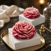 Large white and pink peony flower candle with realistic petals, decorative floral candle for home décor and gifts