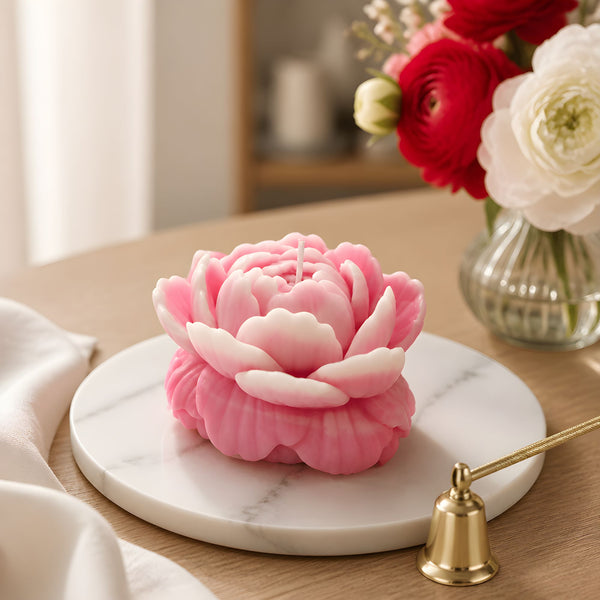 Peony Flower Candle | Handcrafted Soy Wax Floral Candle