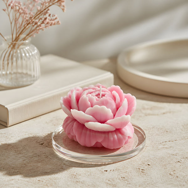 Peony Flower Candle | Handcrafted Soy Wax Floral Candle